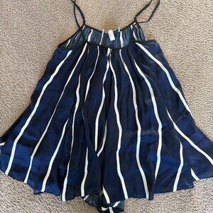 Fleur du Mal Navy Striped Romper Women's Sz Small 100% Silk